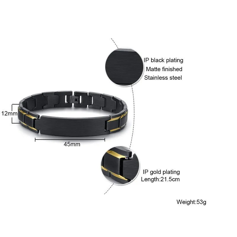 Personalized Stainless Steel ID Bracelet Watch Mens Bangle