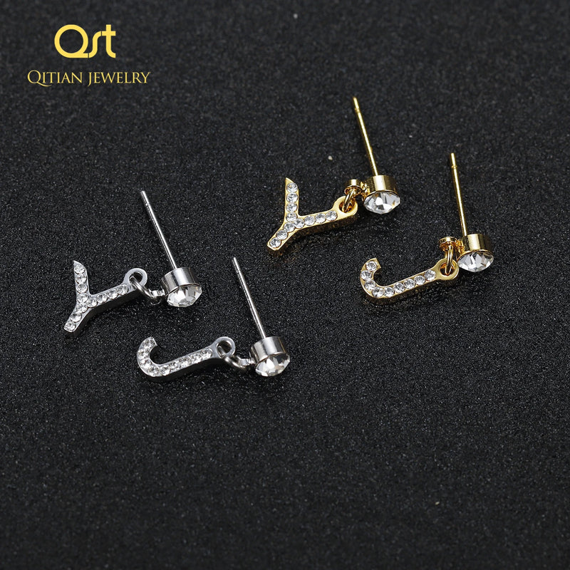 Personalized Stainless Steel Initial Earring Woman Female Alphabet Jewelry
