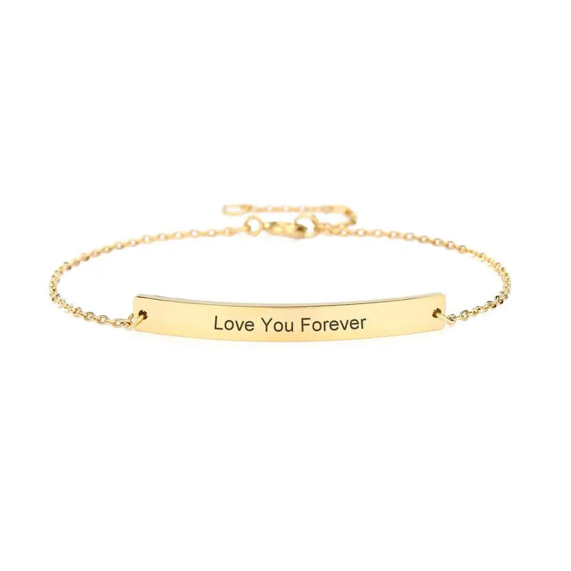 Personalized Initial Charm Bracelets - Stainless Steel Name Bangle