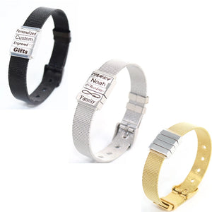 Custom Stainless Steel Bracelet with Family Name & Date Engraving