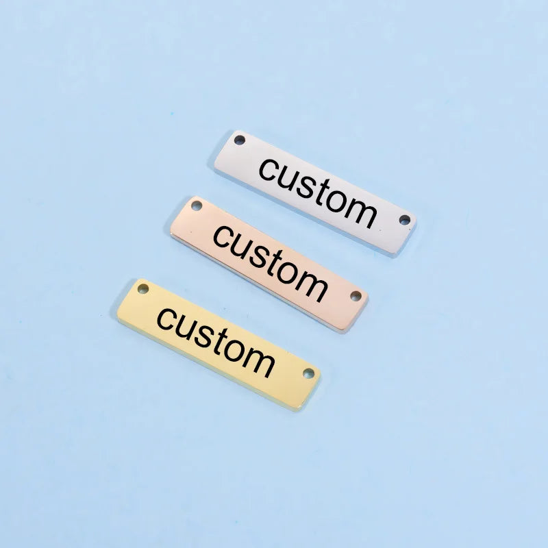 Custom Stainless Steel Laser Engraved Rectangle Necklace Tags 20pcs