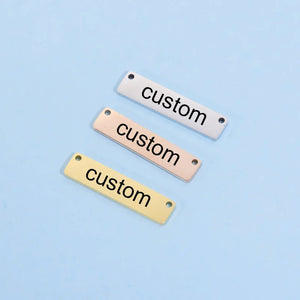 Custom Stainless Steel Laser Engraved Rectangle Necklace Tags 20pcs