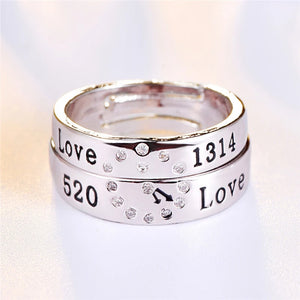 Enamel Crystal Wedding Ring 2pcs/pair
