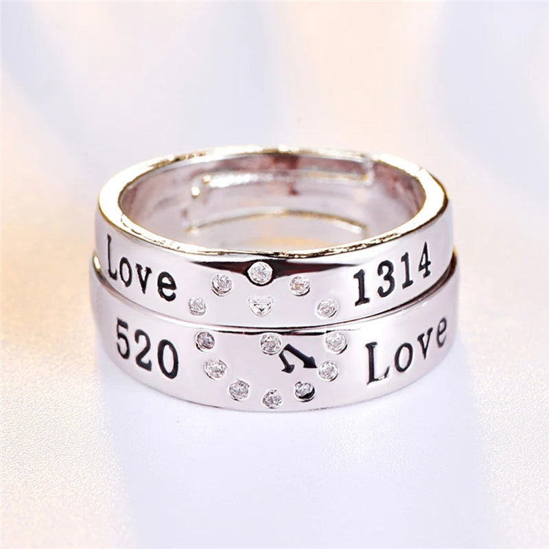 Enamel Crystal Wedding Ring 2pcs/pair