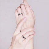 Enamel Crystal Wedding Ring 2pcs/pair