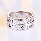 Enamel Crystal Wedding Ring 2pcs/pair