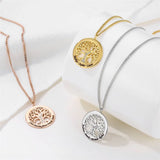 Personalized Family Tree Engraved Necklace with Birthstone