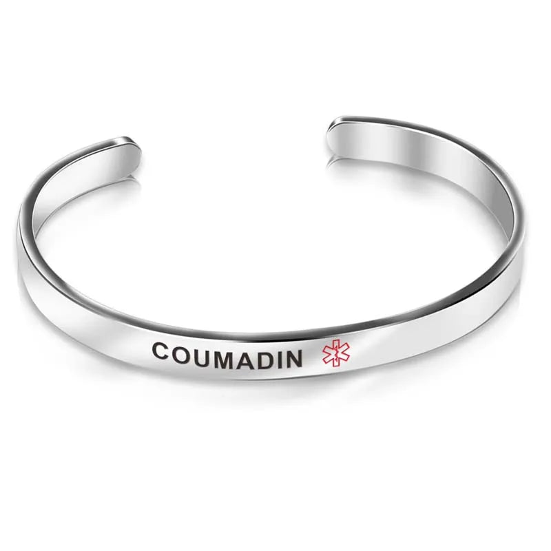 Stainless Steel Medical Alert Bracelet Cuff TYPE 2 DIABETES PACEMAKER