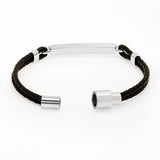 Custom Men Leather Bracelet Personalized Stainless Steel Name Gift