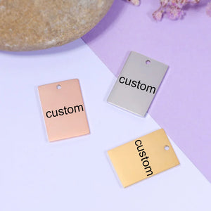Custom Stainless Steel Name Bar Charms 15x22mm - Set of 20