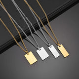 Personalized Stainless Steel Name ID Bar Couple Necklaces For Women Men