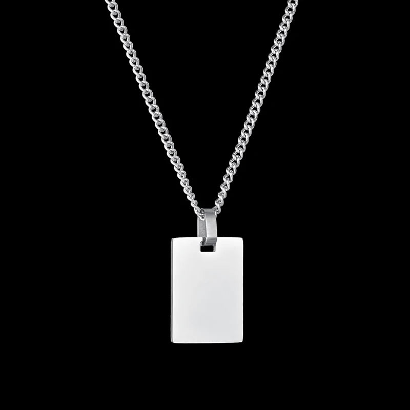 Personalized Stainless Steel Name ID Bar Couple Necklaces For Women Men
