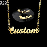Personalized Stainless Steel Name Necklace Crown Bracelet Earring Gift