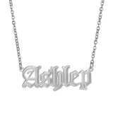 Custom Stainless Steel Name Pendant Necklace Double Edge Font Nameplate Choker