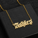 Custom Stainless Steel Name Pendant Necklace Double Edge Font Nameplate Choker