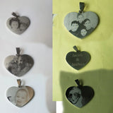 Custom Heart Love Photo Name Pendant Necklace Stainless Steel Box Chain