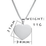 Custom Heart Love Photo Name Pendant Necklace Stainless Steel Box Chain