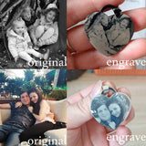 Custom Heart Love Photo Name Pendant Necklace Stainless Steel Box Chain