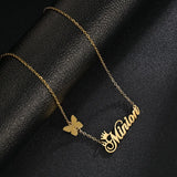 Personalized Butterfly Nameplate Necklace