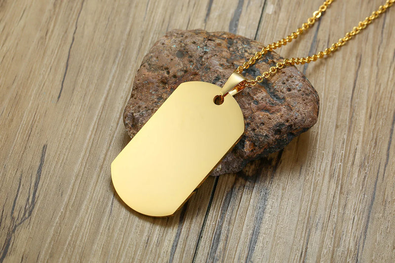 Custom Stainless Steel Dog Tag Pendant - Motivational Phrase - Personalized Gift