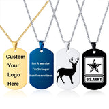 Custom Stainless Steel Dog Tag Pendant - Motivational Phrase - Personalized Gift