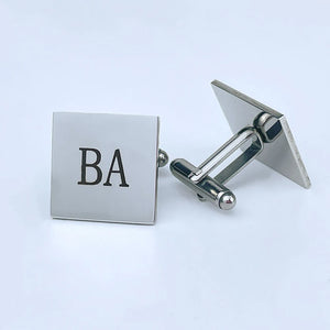 Personalized Stainless Steel Glossy Letters Cufflinks for Men