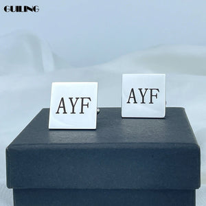 Personalized Stainless Steel Glossy Letters Cufflinks for Men