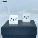Personalized Stainless Steel Glossy Letters Cufflinks for Men