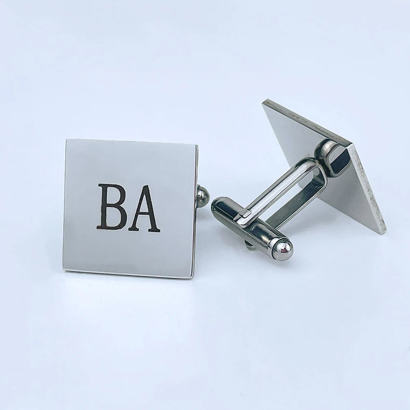 Personalized Stainless Steel Glossy Letters Cufflinks for Men