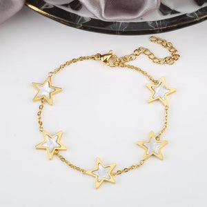Stainless Steel Pentagram Adjustable Bracelet for Women Girls
