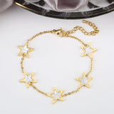 Stainless Steel Pentagram Adjustable Bracelet for Women Girls