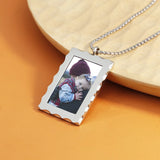 Custom Stainless Steel Photo Necklace Engraved Wedding Picture