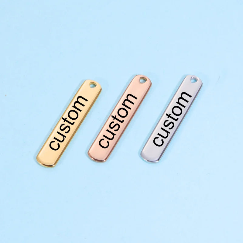 20pcs Stainless Steel Rectangle Bar Charms for DIY Jewelry Making
