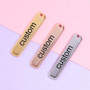 Customizable Stainless Steel Bar Charms Key Ring Pendant Set