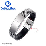 Custom Engraved Silicone Bracelet Stainless Steel Wristband