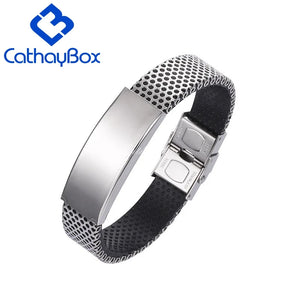 Custom Engraved Silicone Bracelet Stainless Steel Wristband