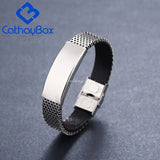 Custom Engraved Silicone Bracelet Stainless Steel Wristband