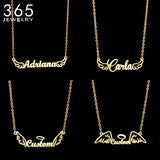 Stainless Steel Necklace Angel Wings Nameplate Choker Birthday Jewelry
