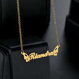 Stainless Steel Necklace Angel Wings Nameplate Choker Birthday Jewelry