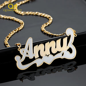 Personalized Stainless Steel Name Necklace Double Plated Nameplate Chains