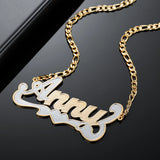 Personalized Stainless Steel Name Necklace Double Plated Nameplate Chains