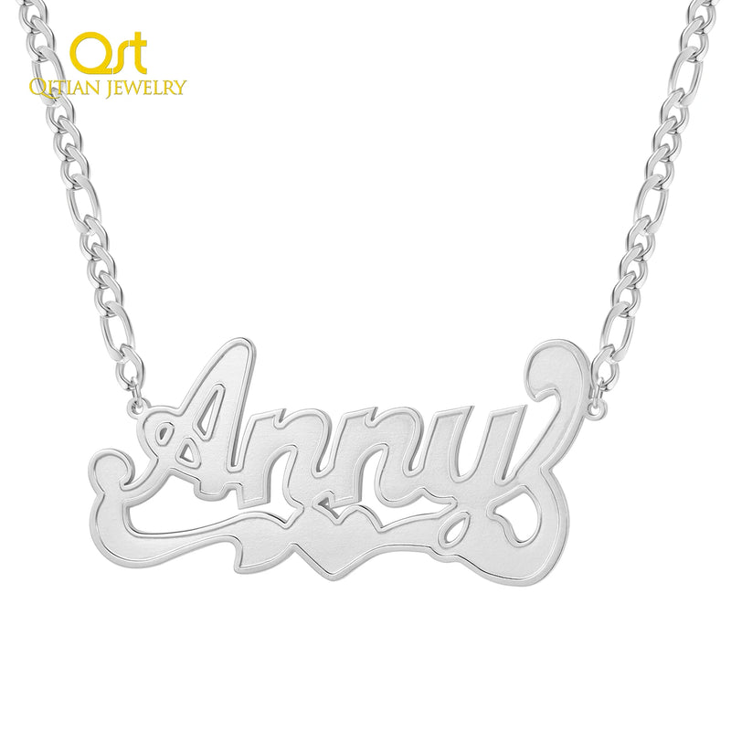 Personalized Stainless Steel Name Necklace Double Plated Nameplate Chains