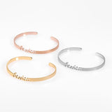 Personalized Stainless Steel Name Bangle with Frosted and Gilded Finish