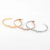 Personalized Stainless Steel Name Bangle with Frosted and Gilded Finish