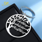 Personalized Family Tree Keychain Name Stainless Steel Nameplate Keychain