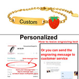 Personalized Strawberry Bracelet for Kids, Stainless Steel Birthday Gift