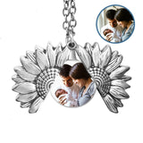 Custom Sunflower Photo Locket Necklace with Open Pendant