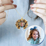 Custom Sunflower Photo Locket Necklace with Open Pendant
