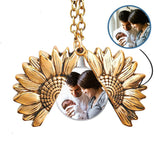 Custom Sunflower Photo Locket Necklace with Open Pendant