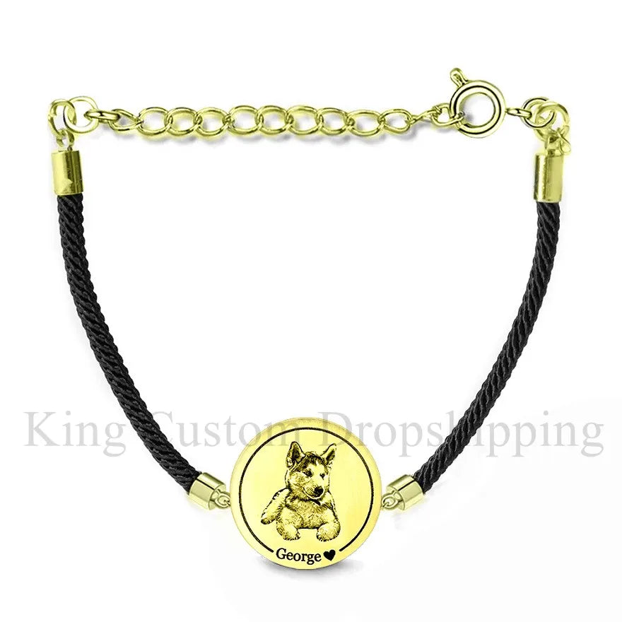 Personalized Tag Cat and Dog Bracelet Photo Heart Pendant